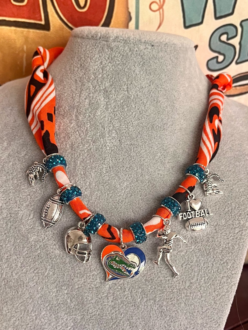 University of Florida Gators Bandana Charm Necklace, 29”, Lobster Clasp - Picture 5 of 7